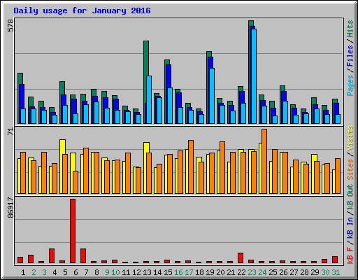 Daily usage for January 2016